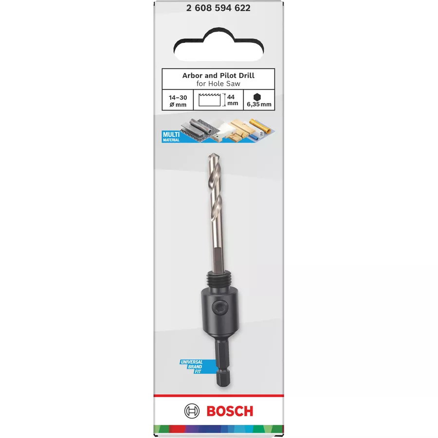 Porte-outil queue 6 pans 1/4 pour scie cloche Ø14-30mm réf. 2 608 594 622